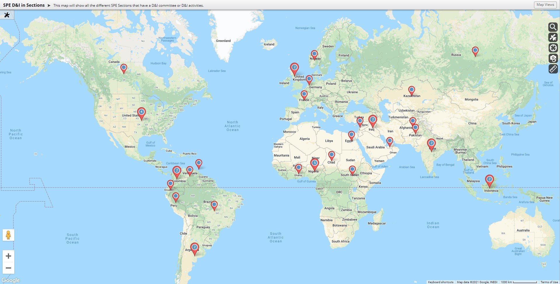 SPE D&I in Sections Map
