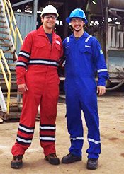 two professional members in hard hats