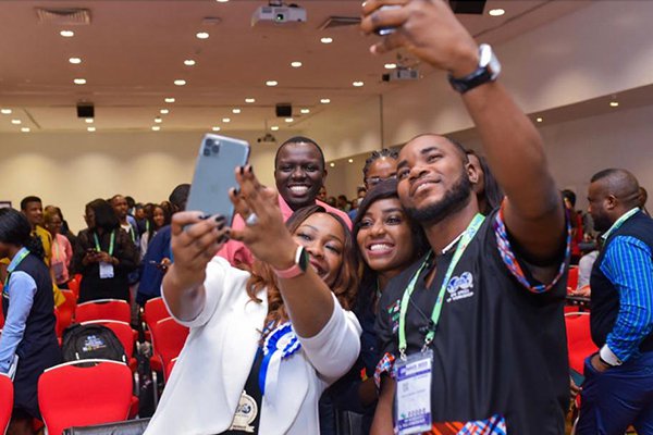 Africa YP Workshop Delegates taking selfies